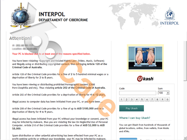 Interpol Virus Scam Locked Android Phonetablet Or Pc -3663
