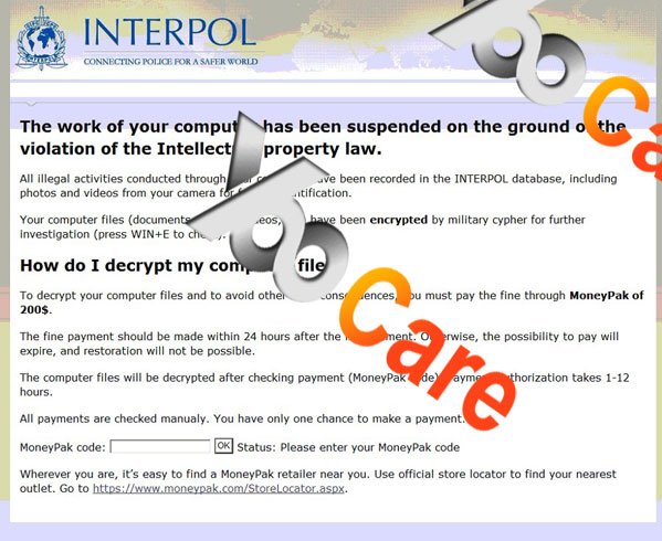 interpol warning screen