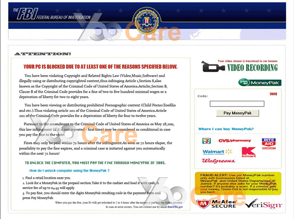 FBI MoneyPak Virus