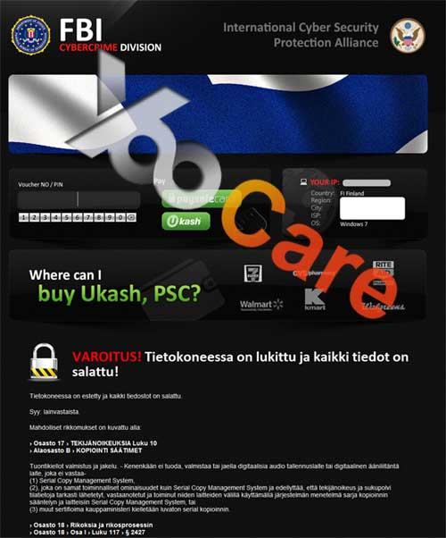 Finland FBI CyberCrime Division ICSPA Virus Scam