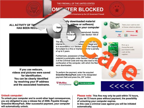 The Firewall Of The United States Moneypak Virus