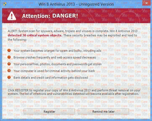 Win 8 Antivirus 2013 Unregistered Version