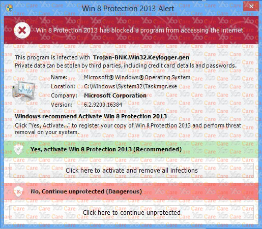 Win 8 Protection 2013 Alert Virus