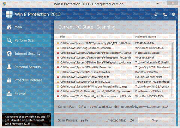 Win 8 Protection 2013 Virus