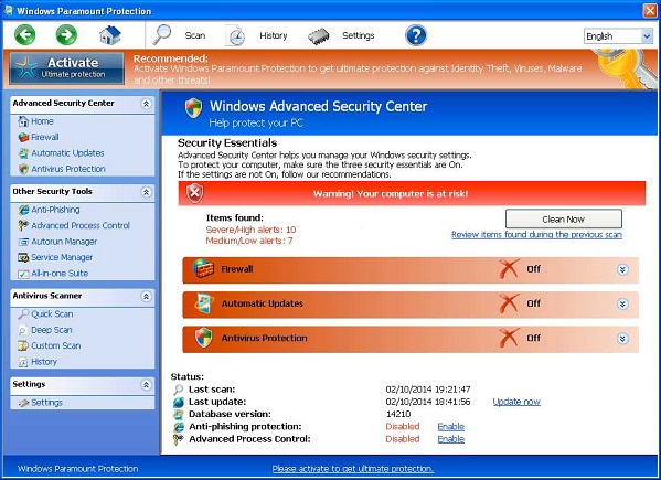 windows paramount protection av