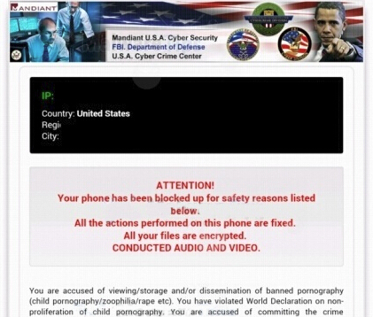 Mandiant U.S.A Cyber Security Virus  blocked Android