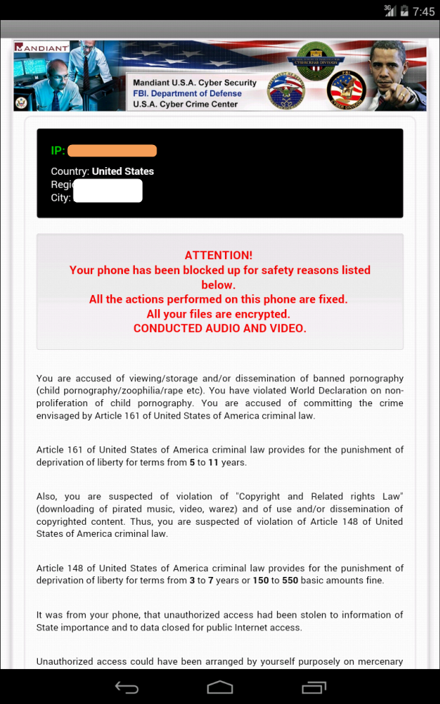 Remove Cyber Crime Unit Scam On Android Phone or Tablet