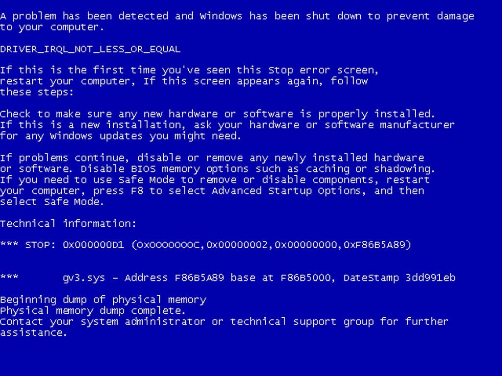 blue screen