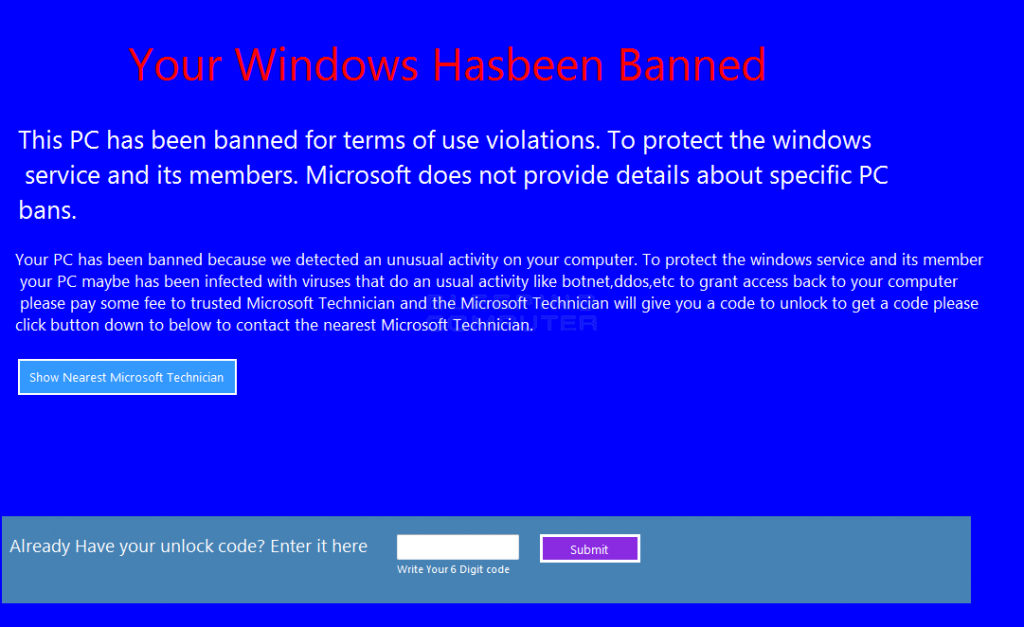 “Your Windows Has Been Banned” Screen Locker How to Remove?