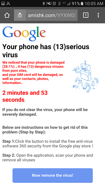 Remove "Your browser is heavily damaged due to （6） viruses ...