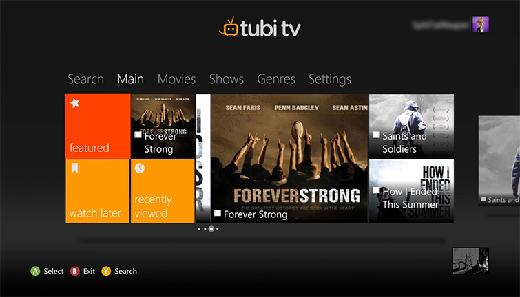 RÃ©sultat de recherche d'images pour "tubi tv application interface"