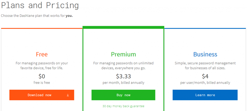 cost of dashlane premium