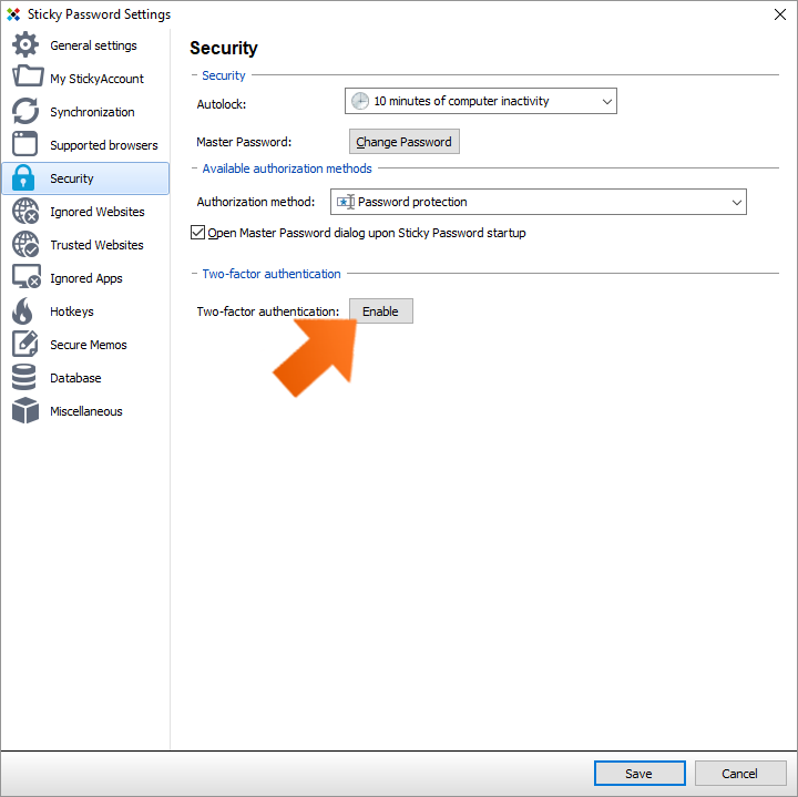 sticky password authentication