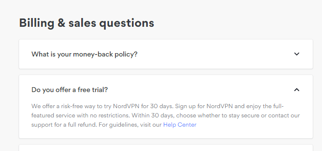 nordvpn 30 day money back