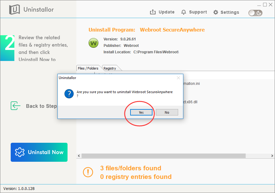 webroot removal tool windows 10