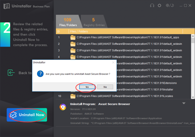 how do i uninstall avast secure browser