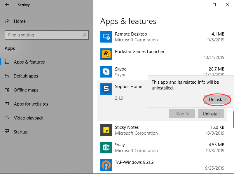 remove sophos home