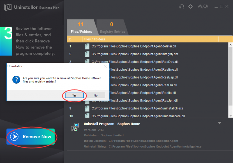 remove sophos home