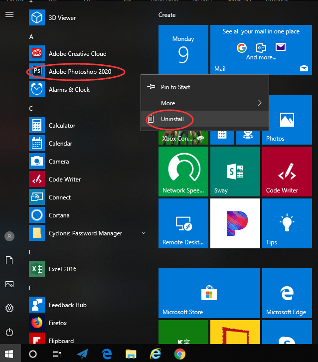how do you uninstall photoshop cs2 on windows 10