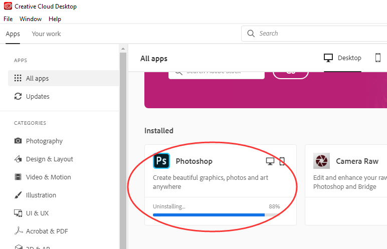 adobe photoshop cc 2018 wont uninstall