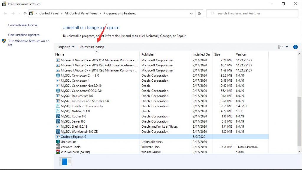 how uninstall outlook 2016 windows 10