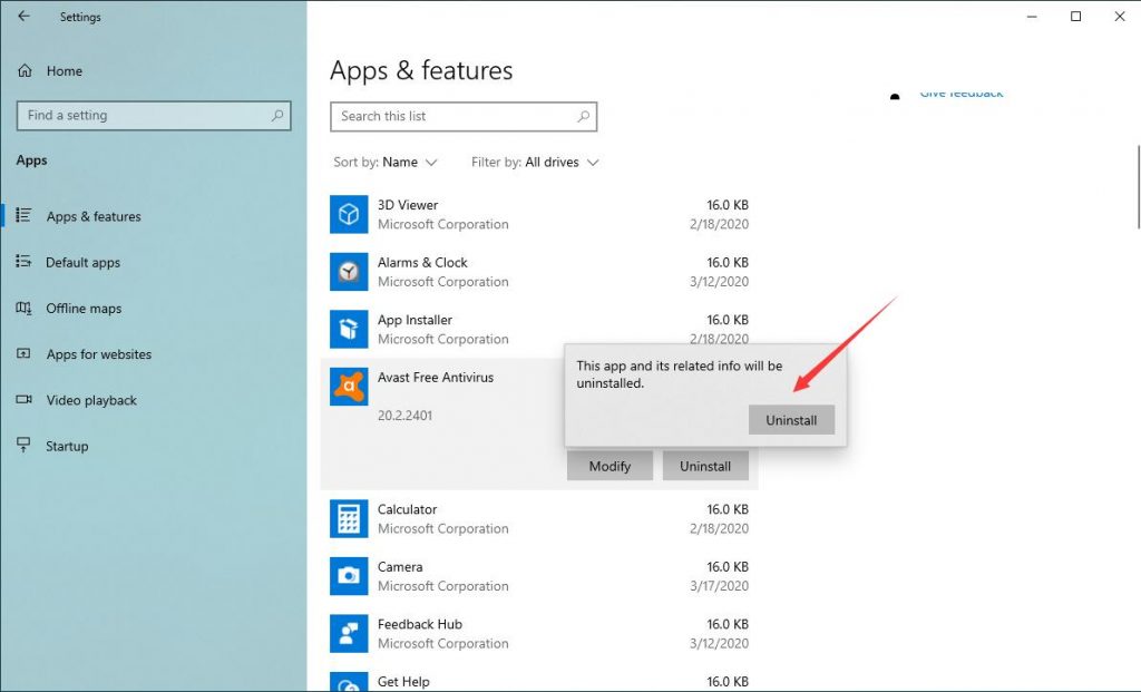 how to uninstall avast antivirus on windows 10