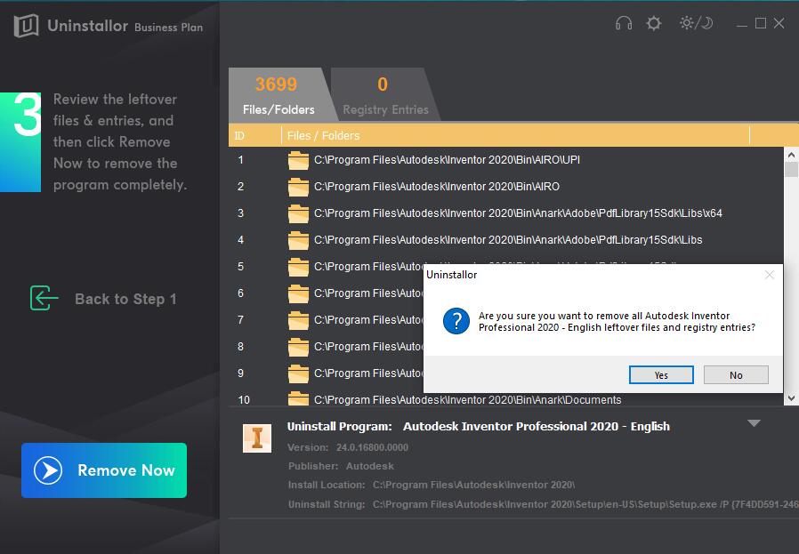 uninstall autodesk inventor