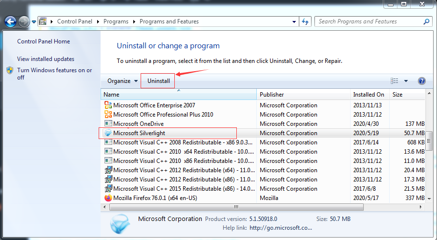 Va bene disinstallare Microsoft Silverlight?