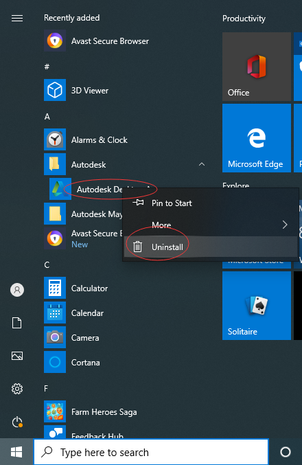 uninstall autodesk sketchbook windows 10