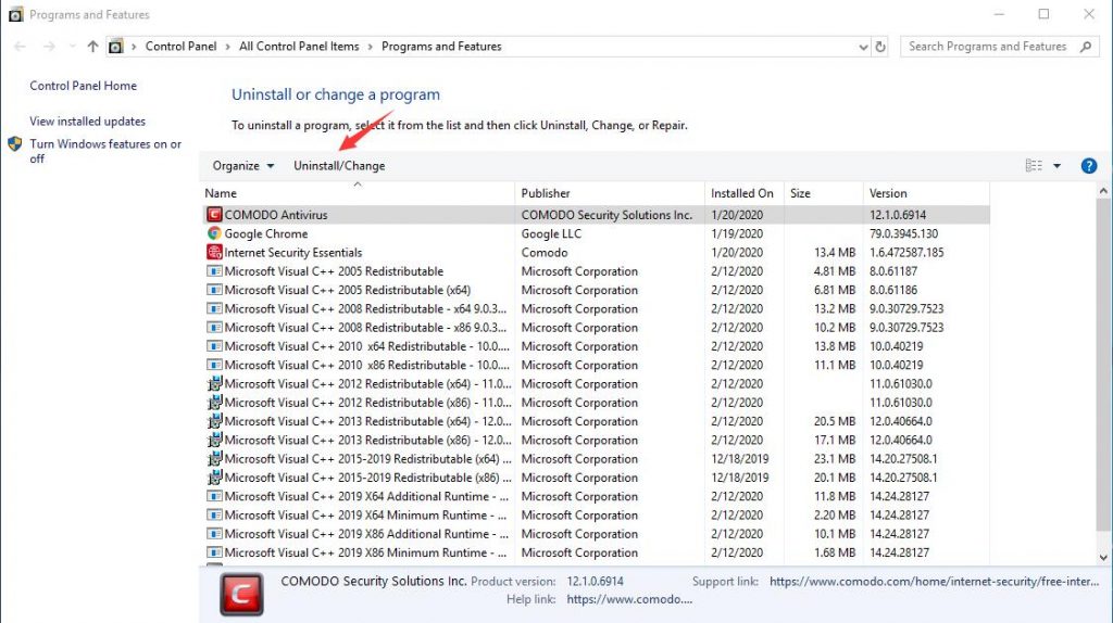 comodo antivirus windows 10 update