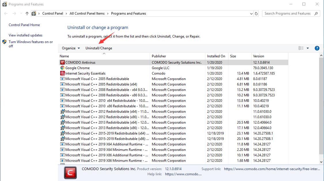 comodo antivirus windows 10 update