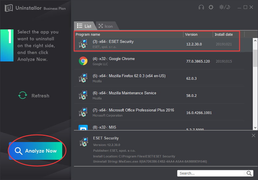 eset uninstaller windows 10