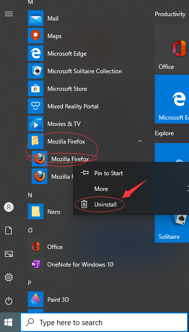 hown to uninstall mozilla firefox in window 10