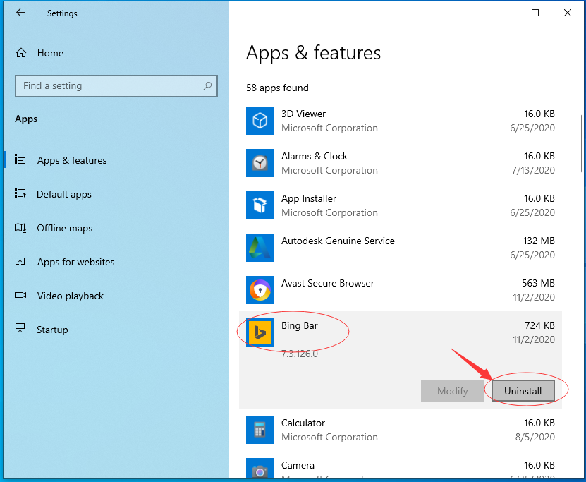 how to remove microsoft bing from windows 10