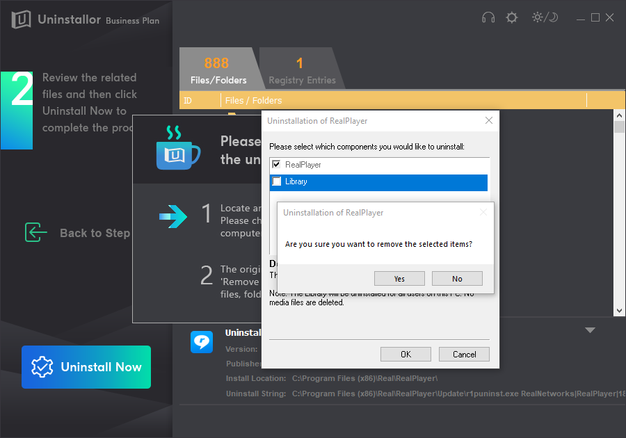 uninstall realplayer windows 10