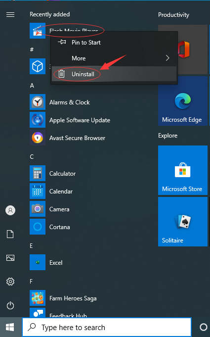 how to uninstall flash player on windows 10