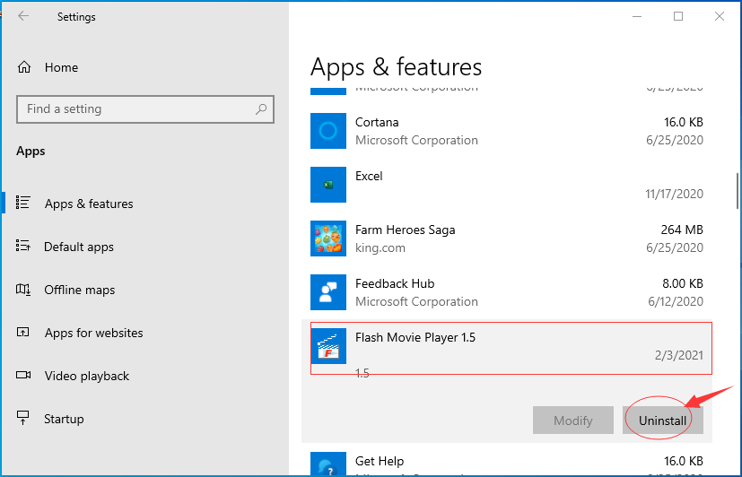 how to uninstall flash player in windows 10