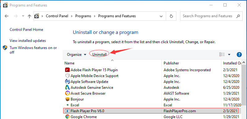 now to uninstall flash player
